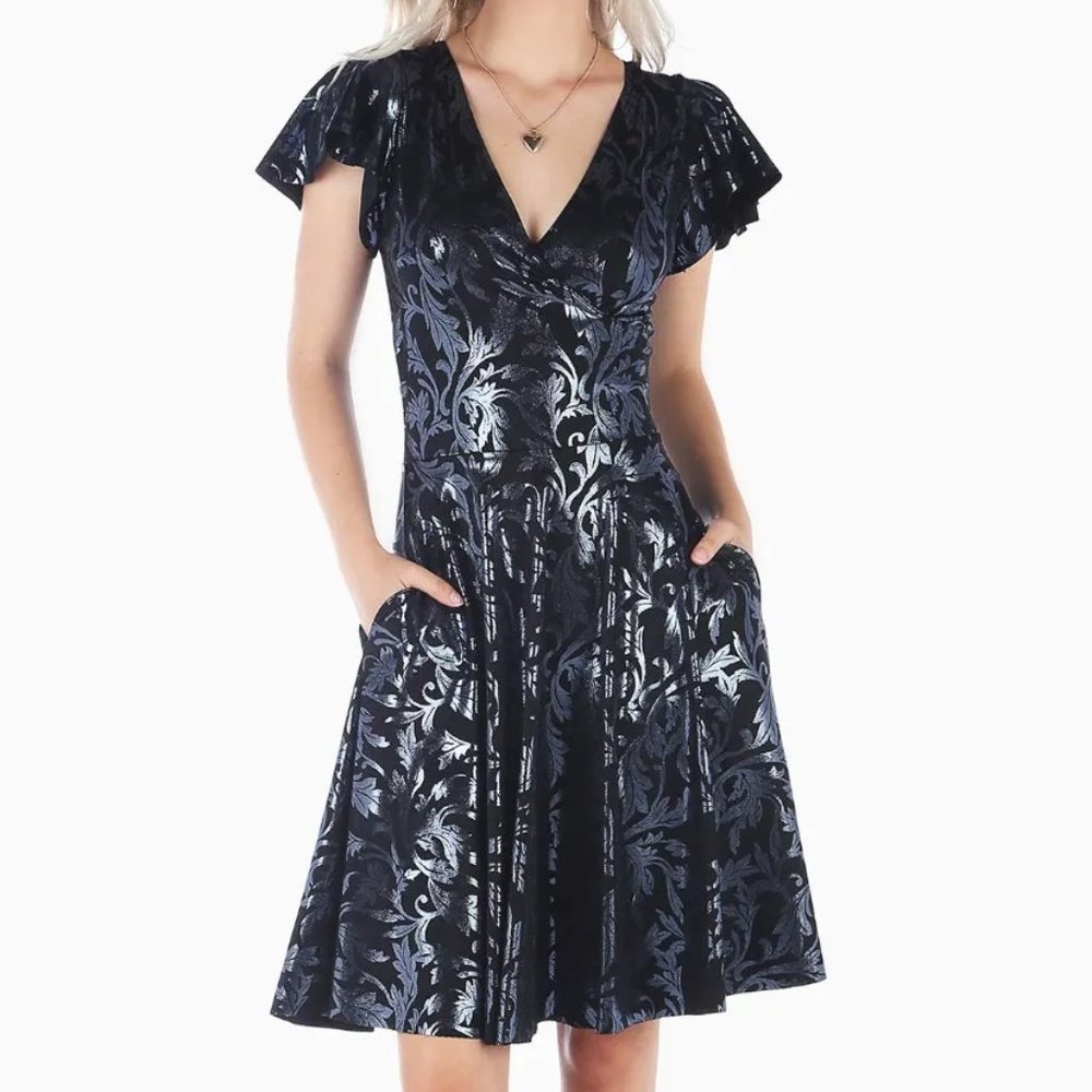 NWT Blackmilk Filigree Wrap Longline Dress Black Silver ~ LIMITED Size Medium